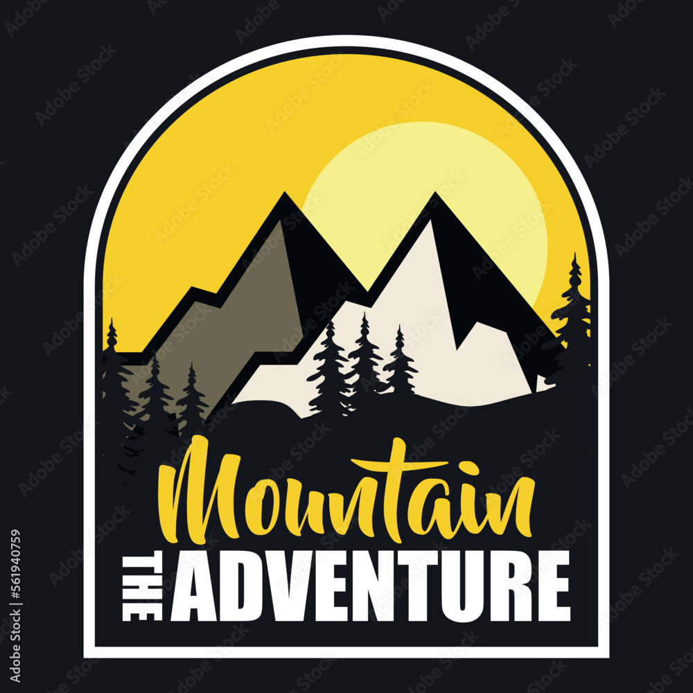 Mountain Camping Adventure Emblem Patch Logo Poster Label Vector Illustration Retro Vintage Badge Sticker And T-shirt Design
