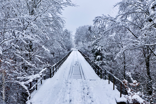 Train bridge during winter