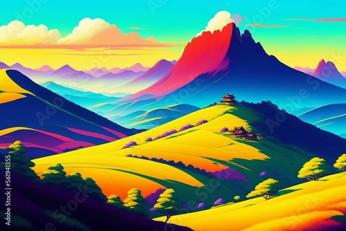 landscape with mountains Generate Ai