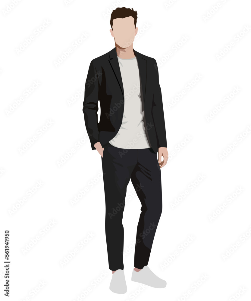 A man in a business suit on a white background. Vector illustration in flat style A man in a business suit on a white background. Vector illustration in flat style