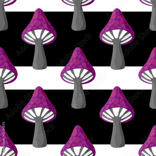Obraz na płótnie Cartoon autumn seamless mushrooms pattern for Halloween wrapping and kids access