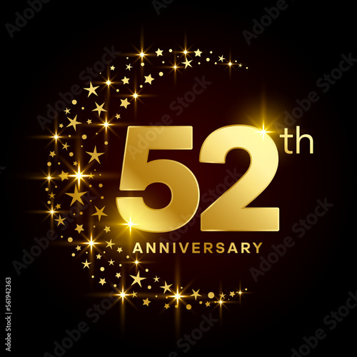 52th Anniversary Logo Design Concept for Anniversary Celebration Event. Logo Vector Template