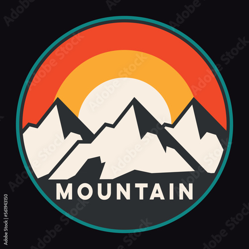 Mountain Outdoor Adventure Emblem Patch Logo Poster Label Vector Illustration Retro Vintage Badge Sticker And T-shirt Design