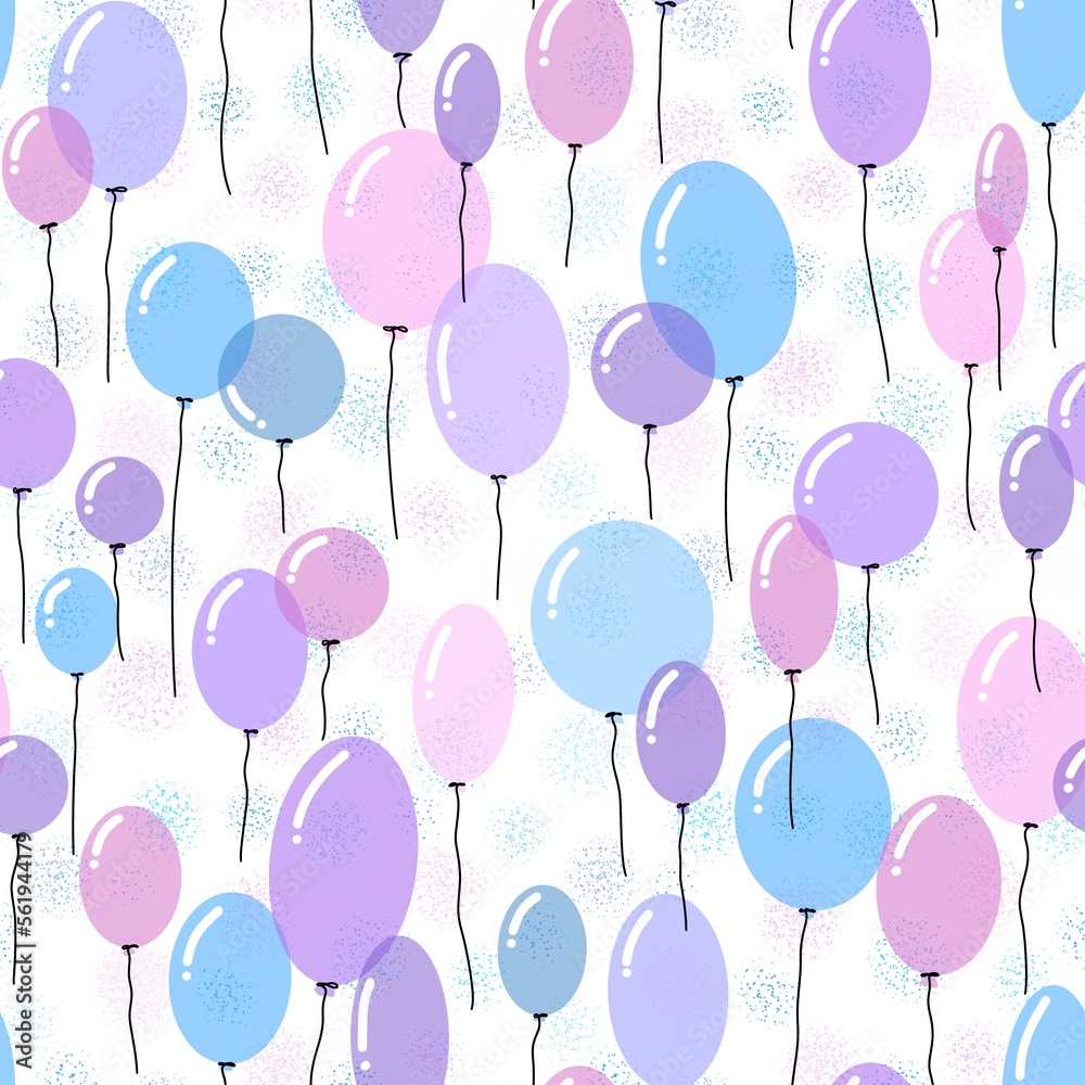 Cartoon festive balloons seamless birthday pattern for wrapping paper and kids clothes print and fabrics