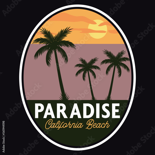 Wallpaper Mural Summer California Sunset Beach Emblem Patch Logo Poster Label Vector Illustration Retro Vintage Badge Sticker And T-shirt Design Torontodigital.ca