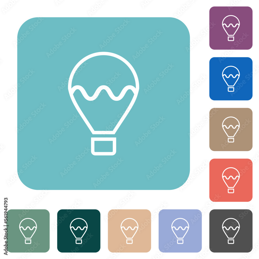 Air balloon outline rounded square flat icons Air balloon outline rounded square flat icons
