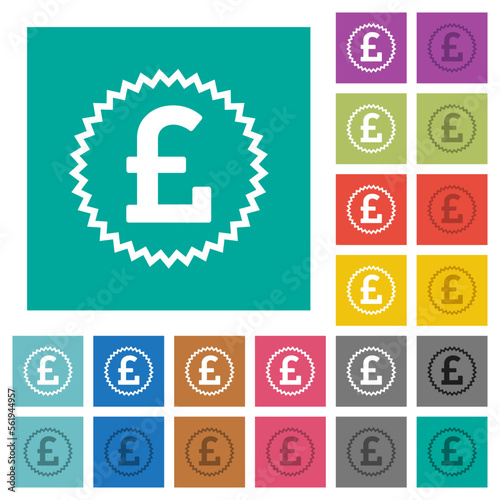 English Pound sticker alternate square flat multi colored icons