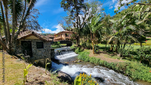 Panama, Boquete town, artificial waterfall of the Low Big creek