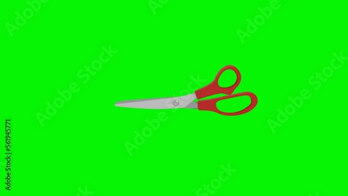 Animated scissors. Greenscreen and white background flat cartoon animations of shutting and opening scissors are suitable for cutting and discount animations.