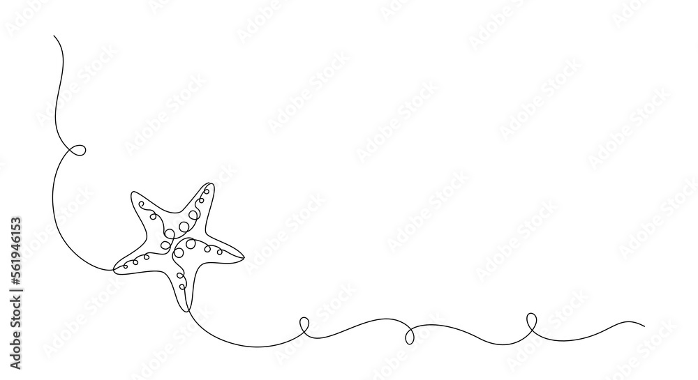 Starfish line art sea star continuous Royalty Free Vector