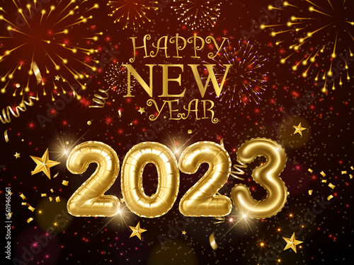Free photo happy new year 2023. sparkling burning text happy new year 2023