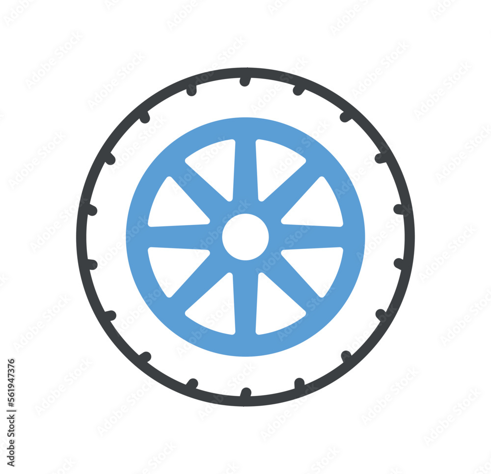 Car service doodle icon. Wheel for replacement in car and vehicle. Travel and trip on city road and highway. Minimalistic graphic element for printing on fabric. Cartoon flat vector illustration