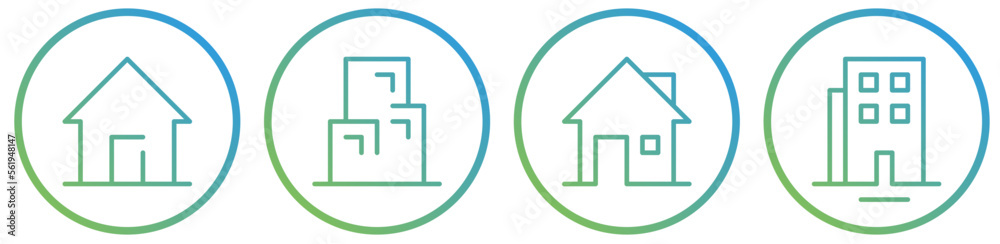 home and apartment icon set with gradient colors, simple modern concept of house icon set and apartment icon home and apartment icon set with gradient colors, simple modern concept of house icon set and apartment icon