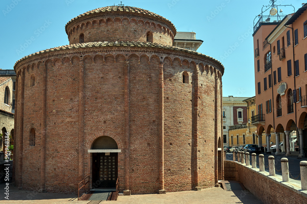 The medieval, historic, Romanesque church of Rotonda di San Lorenzo in the city of Mantua