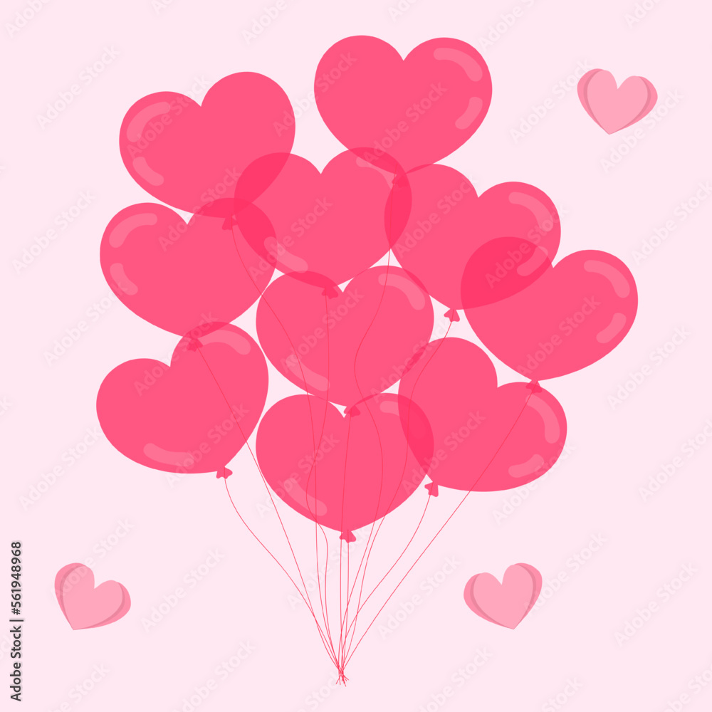 Pink lovely heart balloon for romance and special celebration. Cute heart bloom