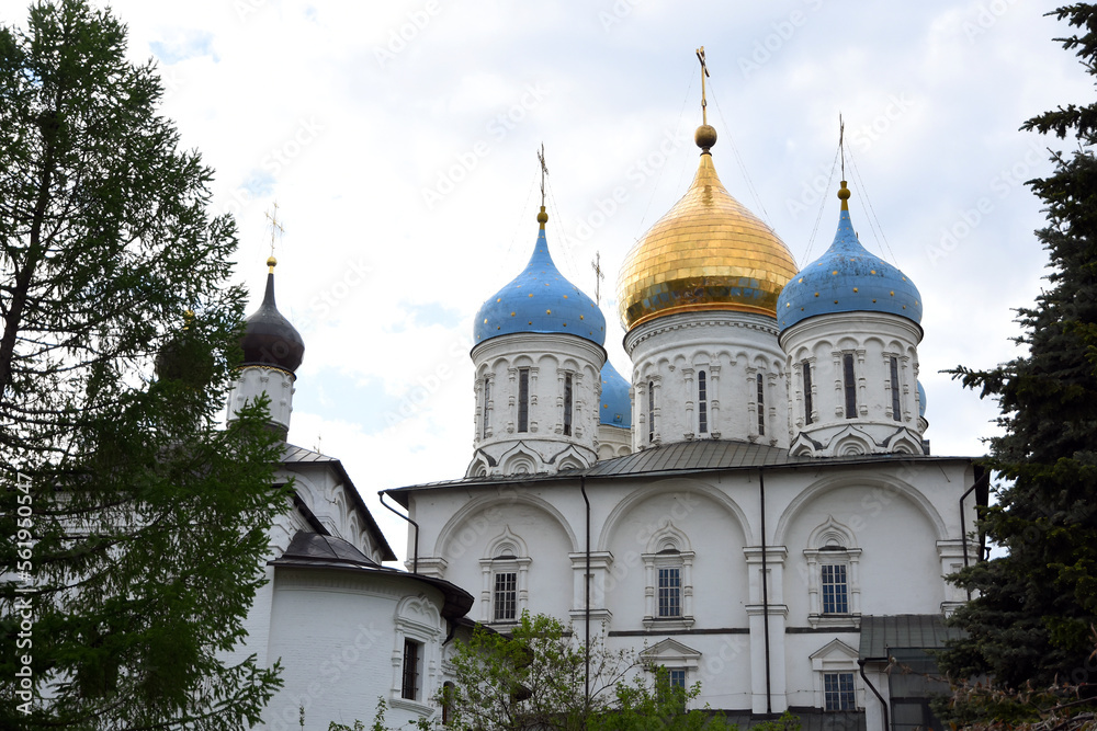 Ancient architecture of Moscow city. Novospassky monastery. Popular landmark.