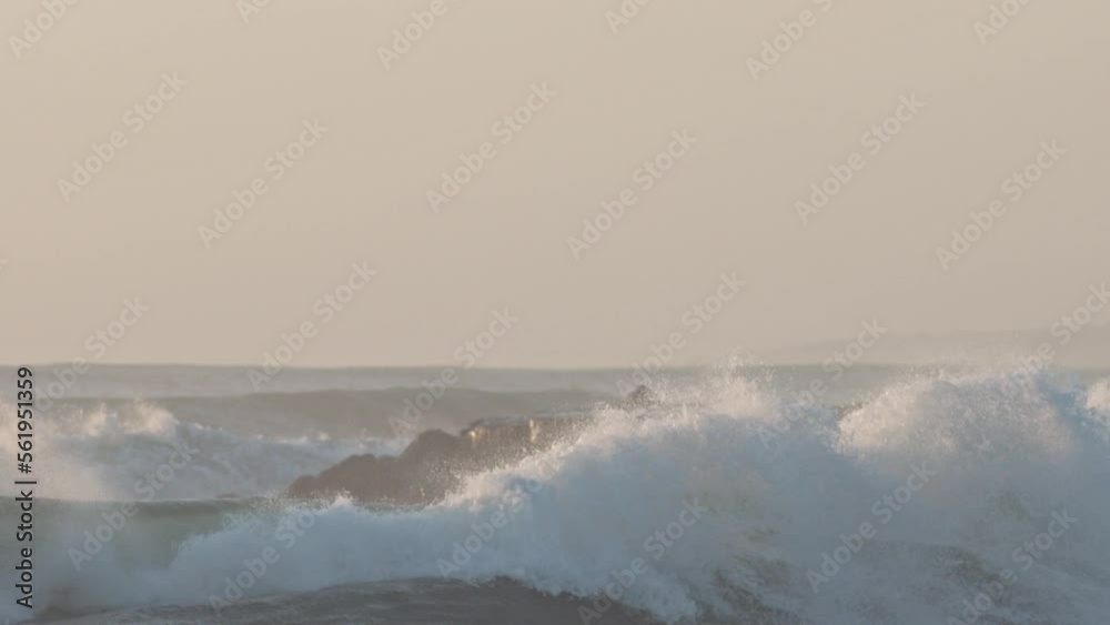 Sea waves crashing against the rocks in slow motion Sea waves crashing against the rocks in slow motion