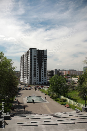 Panoramic skyline and buildings with empty concrete square floor © Ванжа Юрий