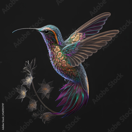 Embroidered Humming Bird © KHBandak
