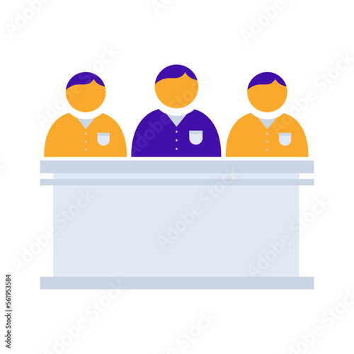 Committee business management icon with orange purple outline style. team, committee, group, people, illustration, business, symbol. Vector Illustration
