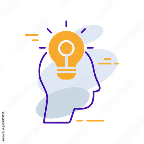 Brain storming business management icon with orange purple outline style. brain, idea, creative, storm, intelligence, concept, symbol. Vector Illustration