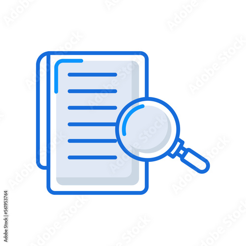 Case study business management icon with blue outline style. sign, case, research, business, search, symbol, analysis. Vector Illustration
