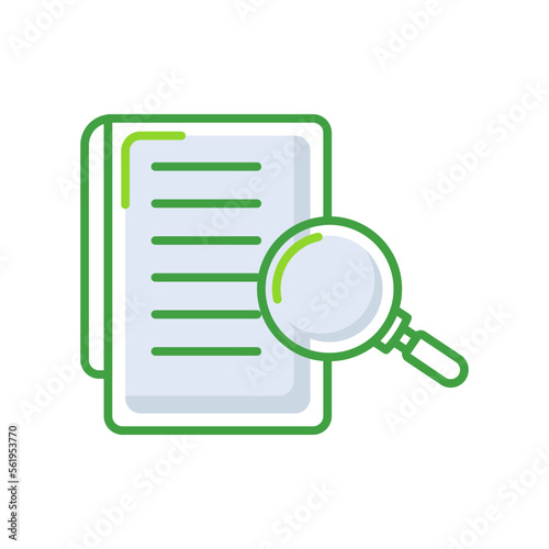 Case study business management icon with green outline style. sign, case, research, business, search, symbol, analysis. Vector Illustration