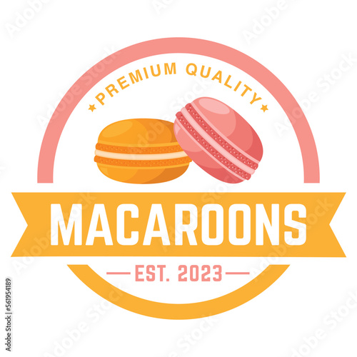 vector logo template of macaroons for bakery shop, pastry shop, isolated on white background