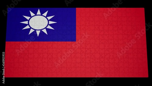 Six different clips to collect puzzle pieces in which the flag of Taiwan appears Isolated by Alpha channel (transparent background) to enhance any animation movie or Cinematic clips or film project