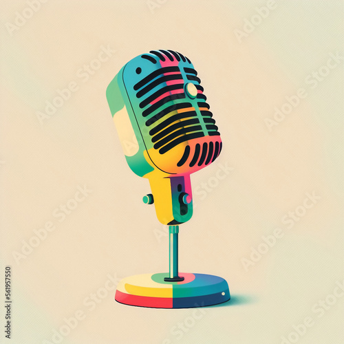 Colorful illustration of the microphone on the stand . High quality photo photo