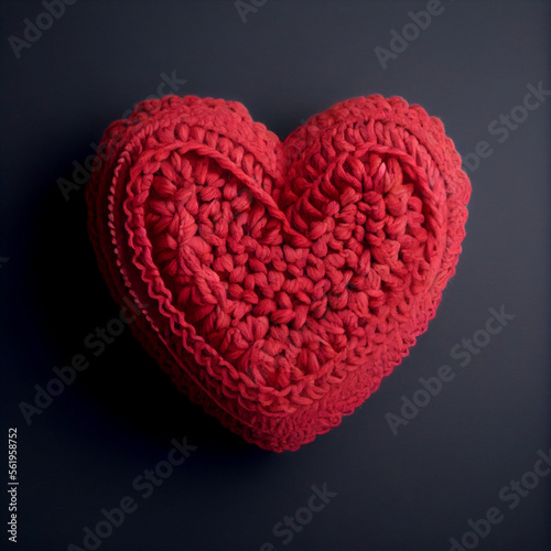 Crocheted heart  love crochet and knitting  3d render