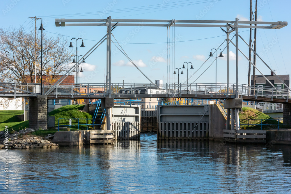 Open Gate On Fox River Lock At De Pere, Wisconsin Open Gate On Fox River Lock At De Pere, Wisconsin