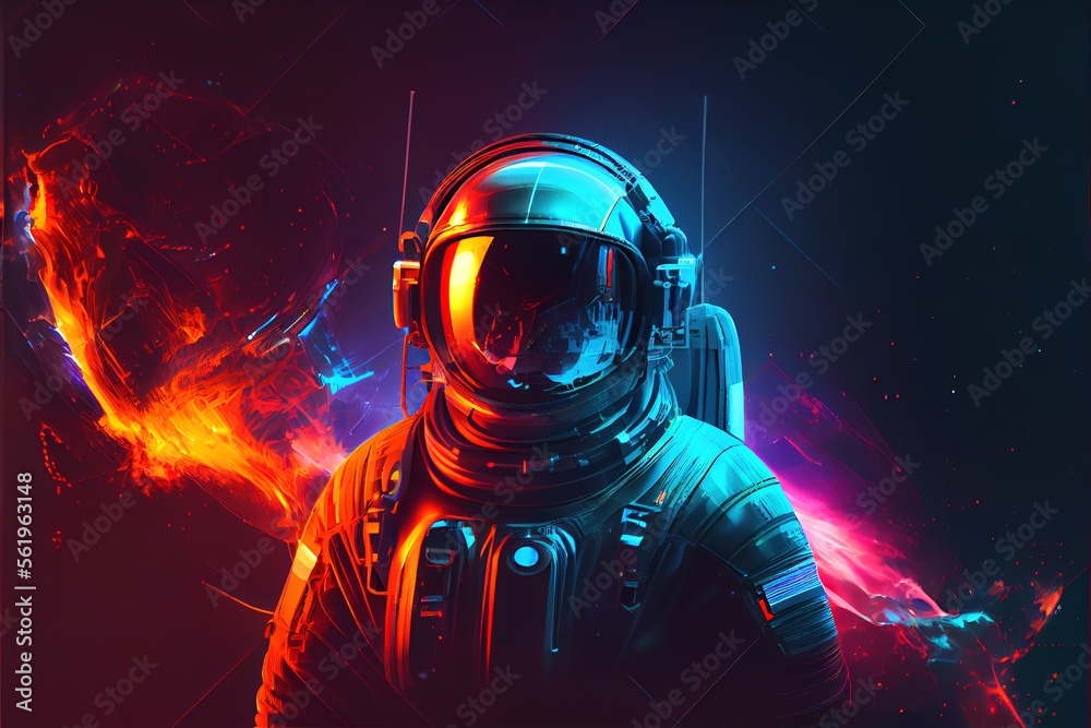 Astronaut on a futuristic background Sci fi colorful with Generative AI Astronaut on a futuristic background Sci fi colorful with Generative AI
