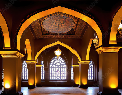 professional photo of a beautiful Mosque , Ramadan Islamic Holy Day - AI Generated