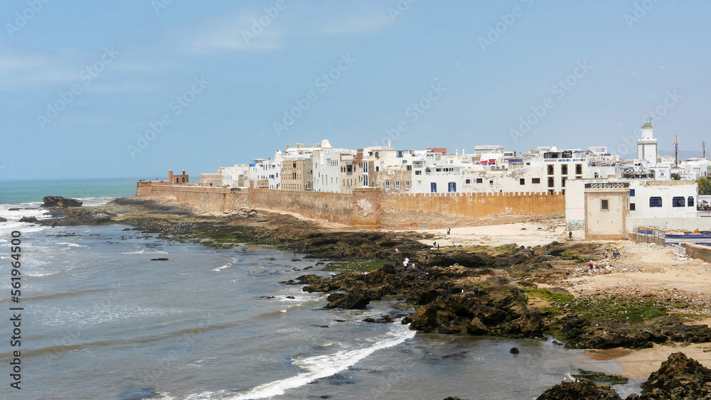 The walls of the Medina and general overview of the ancient port of Essaouira in Morocco