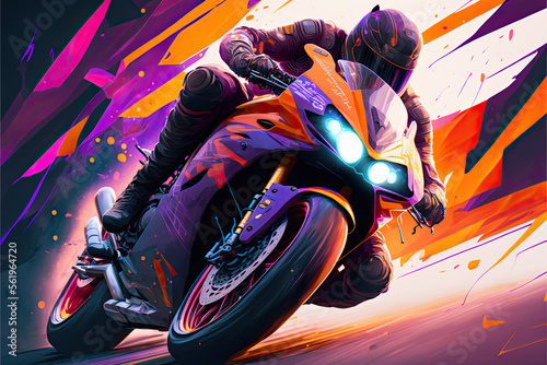 Illustration about moto race.