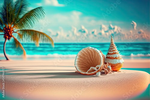 Illustration about shell on the beach.