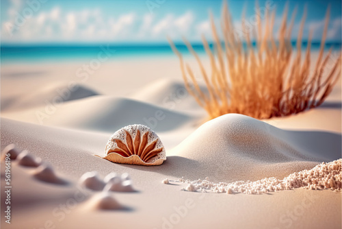 Illustration about shell on the beach.