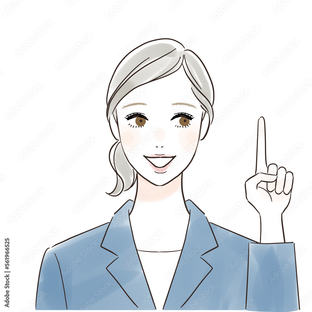 指差ししてポイントを説明するスーツ姿の女性 指差ししてポイントを説明するスーツ姿の女性