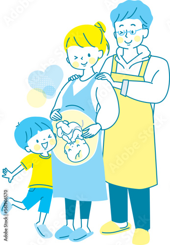 出産が待ち遠しい家族のベクターイラスト素材