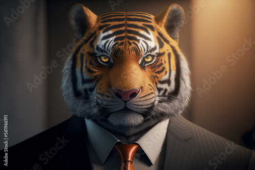 Portrait of tiger in a business suit 