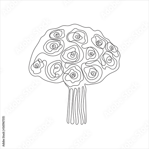 Continuous line art rose flower bouquet black and white