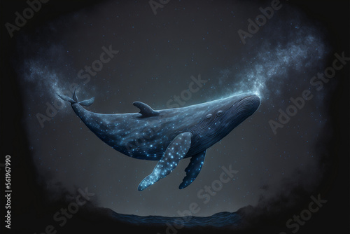 whale magic  blue  ocean  stars  generative ai