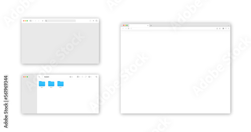 Web browser window template. Mockup of web site screen. Template of browser for laptop in white simple, flat design.