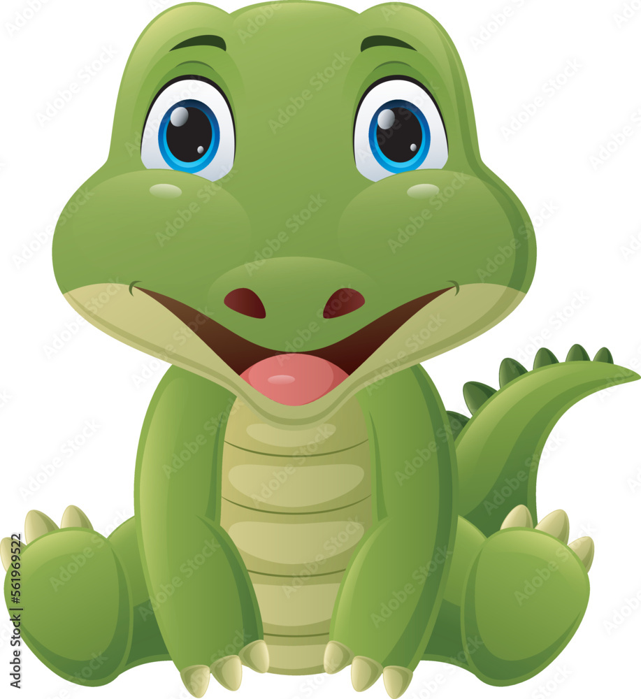 Fototapeta premium Cute baby crocodile cartoon sitting