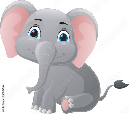 Cute baby elephant cartoon sitting