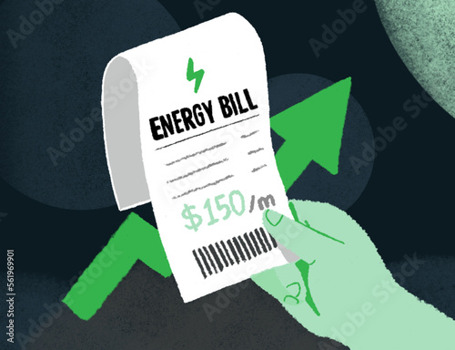 The hand holding a energy bill - a concept illustration of energy crisis