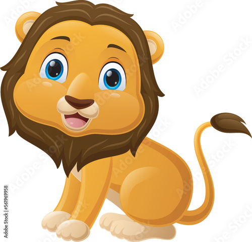 Cute baby lion cartoon sitting