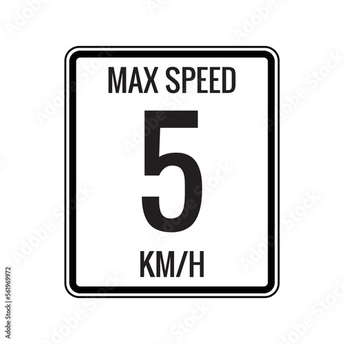 Maximum Speed limit sign 5 kmh sign icon on white background vector illustration.