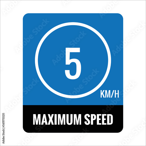 sign 5 kmh Isolated Road Maximum Speed limit sign icon on white background vector illustration